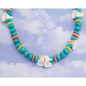 Vintage Boho Colorful Plastic Shell Beaded Necklace 19 Inches - S7